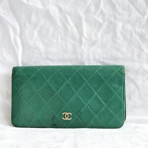Chanel Lambskin Quilted Yen Wallet Teal